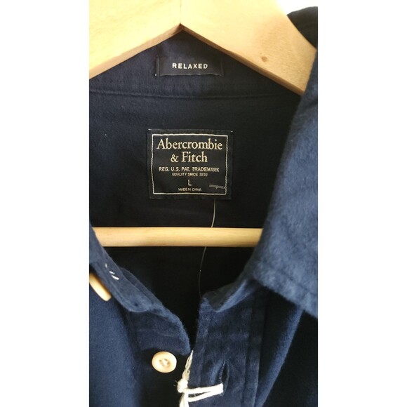 Nwt Abercrombie & Fitch Mens 100% CottoShirt Size Large Blue Pockets Long Sleeve - Picture 3 of 8